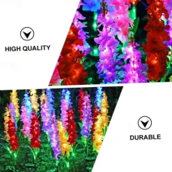 Solar Flowers Lights Outdoor Waterproof Violet Lights Flower Stake Waterproof Solar Flower Lights for Garden Corridor Yard Lawn Patio Pathway Balcony Pool Wedding Decorative