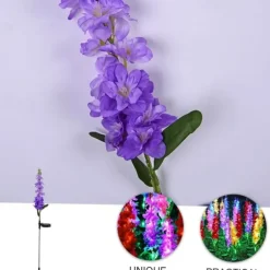 Solar Flowers Lights Outdoor Waterproof Violet Lights Flower Stake Waterproof Solar Flower Lights for Garden Corridor Yard Lawn Patio Pathway Balcony Pool Wedding Decorative