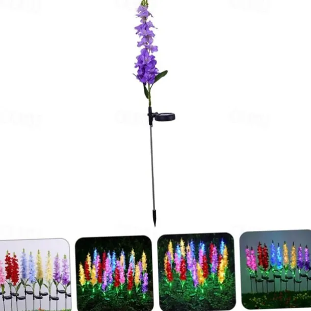 Solar Flowers Lights Outdoor Waterproof Violet Lights Flower Stake Waterproof Solar Flower Lights for Garden Corridor Yard Lawn Patio Pathway Balcony Pool Wedding Decorative