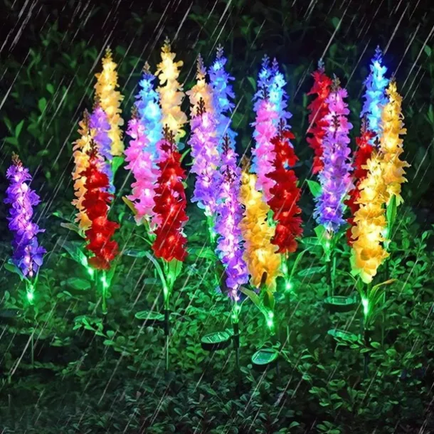 Solar Flowers Lights Outdoor Waterproof Violet Lights Flower Stake Waterproof Solar Flower Lights for Garden Corridor Yard Lawn Patio Pathway Balcony Pool Wedding Decorative