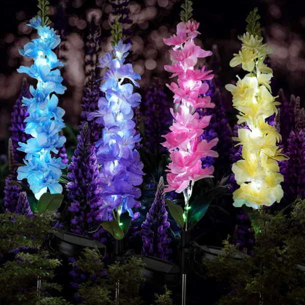 Solar Flowers Lights Outdoor Waterproof Violet Lights Flower Stake Waterproof Solar Flower Lights for Garden Corridor Yard Lawn Patio Pathway Balcony Pool Wedding Decorative