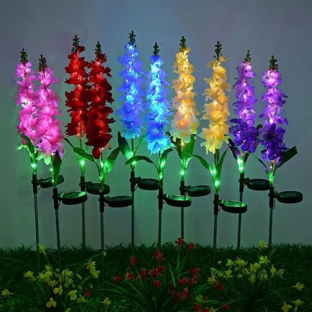 Solar Flowers Lights Outdoor Waterproof Violet Lights Flower Stake Waterproof Solar Flower Lights for Garden Corridor Yard Lawn Patio Pathway Balcony Pool Wedding Decorative