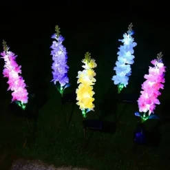 Solar Flowers Lights Outdoor Waterproof Violet Lights Flower Stake Waterproof Solar Flower Lights for Garden Corridor Yard Lawn Patio Pathway Balcony Pool Wedding Decorative