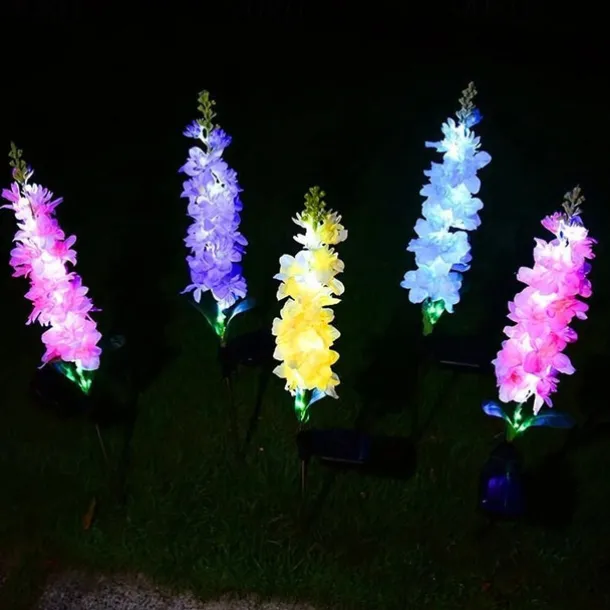 Solar Flowers Lights Outdoor Waterproof Violet Lights Flower Stake Waterproof Solar Flower Lights for Garden Corridor Yard Lawn Patio Pathway Balcony Pool Wedding Decorative