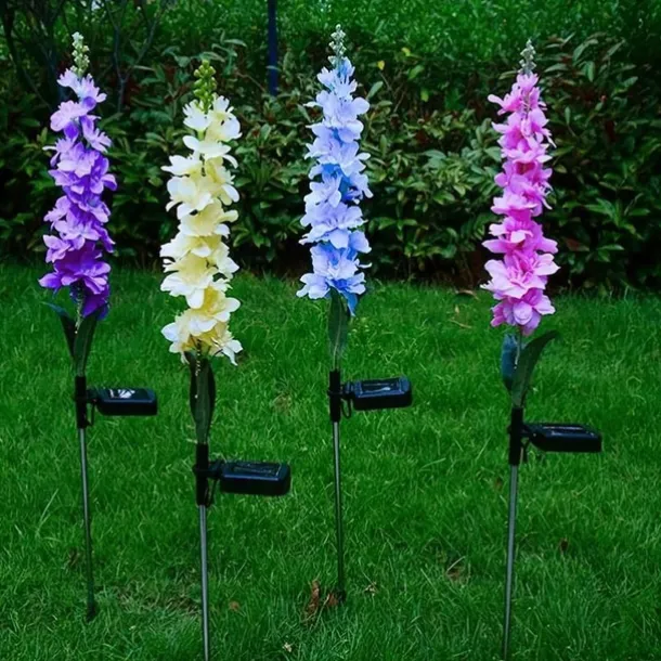 Solar Flowers Lights Outdoor Waterproof Violet Lights Flower Stake Waterproof Solar Flower Lights for Garden Corridor Yard Lawn Patio Pathway Balcony Pool Wedding Decorative