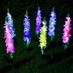 Solar Flowers Lights Outdoor Waterproof Violet Lights Flower Stake Waterproof Solar Flower Lights for Garden Corridor Yard Lawn Patio Pathway Balcony Pool Wedding Decorative
