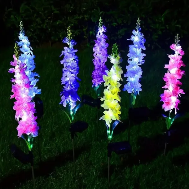 Solar Flowers Lights Outdoor Waterproof Violet Lights Flower Stake Waterproof Solar Flower Lights for Garden Corridor Yard Lawn Patio Pathway Balcony Pool Wedding Decorative