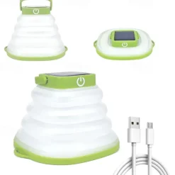Solar Folding LED Light Portable Camping Light Soft Rubber Telescopic Lamp 3 Modes Waterproof Rechargeable Camping Tent Lantern