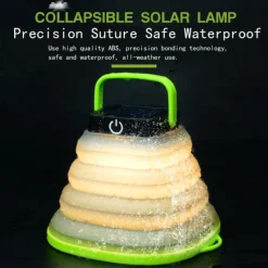 Solar Folding LED Light Portable Camping Light Soft Rubber Telescopic Lamp 3 Modes Waterproof Rechargeable Camping Tent Lantern