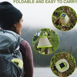 Solar Folding LED Light Portable Camping Light Soft Rubber Telescopic Lamp 3 Modes Waterproof Rechargeable Camping Tent Lantern