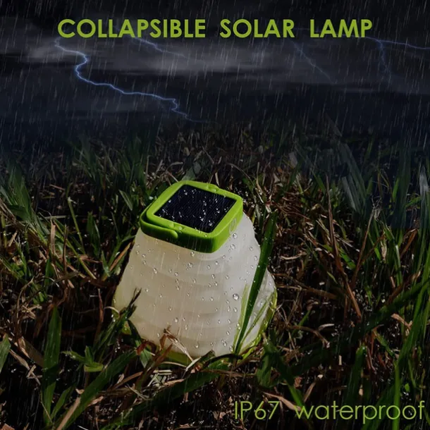 Solar Folding LED Light Portable Camping Light Soft Rubber Telescopic Lamp 3 Modes Waterproof Rechargeable Camping Tent Lantern