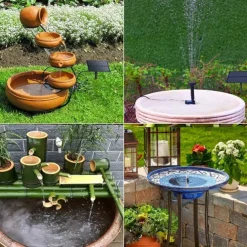 Solar Fountain Water Pump Solar Garden Pond Fountain Waterfall Outdoor Bird Bathing Water View Fountain Garden Decoration without Lighting