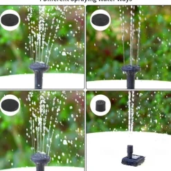 Solar Fountain Water Pump Solar Garden Pond Fountain Waterfall Outdoor Bird Bathing Water View Fountain Garden Decoration without Lighting