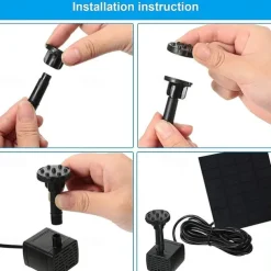 Solar Fountain Water Pump Solar Garden Pond Fountain Waterfall Outdoor Bird Bathing Water View Fountain Garden Decoration without Lighting