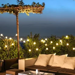 Solar Garden Light Waterproof Firefly Lights Outdoor Starburst Swaying Lights 2 Modes 6/8/10 Heads for Yard Patio Pathway Decoration