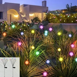 Solar Garden Light Waterproof Firefly Lights Outdoor Starburst Swaying Lights 2 Modes 6/8/10 Heads for Yard Patio Pathway Decoration