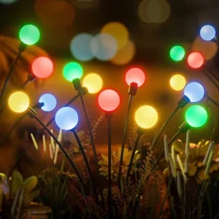 Solar Garden Light Waterproof Firefly Lights Outdoor Starburst Swaying Lights 2 Modes 6/8/10 Heads for Yard Patio Pathway Decoration