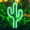 Solar Garden Lights Outdoor Lights Cactus/Flamingo Neon Lights Waterproof Outdoor Lights for Garden Patio Yard Pathway Decoration