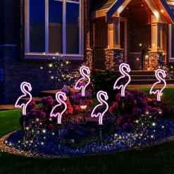 Solar Garden Lights Outdoor Lights Cactus/Flamingo Neon Lights Waterproof Outdoor Lights for Garden Patio Yard Pathway Decoration