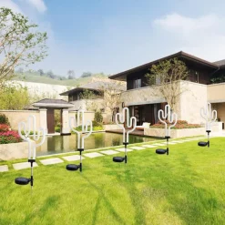 Solar Garden Lights Outdoor Lights Cactus/Flamingo Neon Lights Waterproof Outdoor Lights for Garden Patio Yard Pathway Decoration