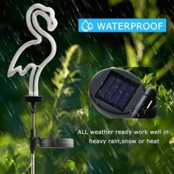 Solar Garden Lights Outdoor Lights Cactus/Flamingo Neon Lights Waterproof Outdoor Lights for Garden Patio Yard Pathway Decoration