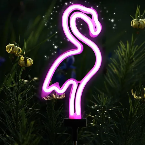 Solar Garden Lights Outdoor Lights Cactus/Flamingo Neon Lights Waterproof Outdoor Lights for Garden Patio Yard Pathway Decoration