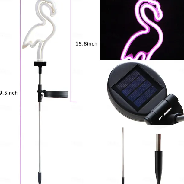 Solar Garden Lights Outdoor Lights Cactus/Flamingo Neon Lights Waterproof Outdoor Lights for Garden Patio Yard Pathway Decoration
