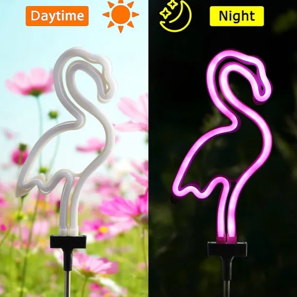 Solar Garden Lights Outdoor Lights Cactus/Flamingo Neon Lights Waterproof Outdoor Lights for Garden Patio Yard Pathway Decoration