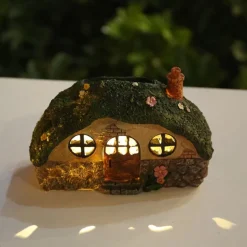 Solar Garden Statue Lights Fairy Garden Shed Resin Decorative Lights for Yards, Lawns, Yard Art Decorations, Housewarming Gifts