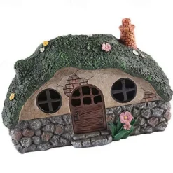 Solar Garden Statue Lights Fairy Garden Shed Resin Decorative Lights for Yards, Lawns, Yard Art Decorations, Housewarming Gifts