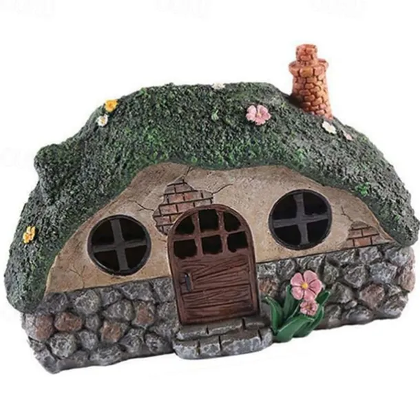 Solar Garden Statue Lights Fairy Garden Shed Resin Decorative Lights for Yards, Lawns, Yard Art Decorations, Housewarming Gifts