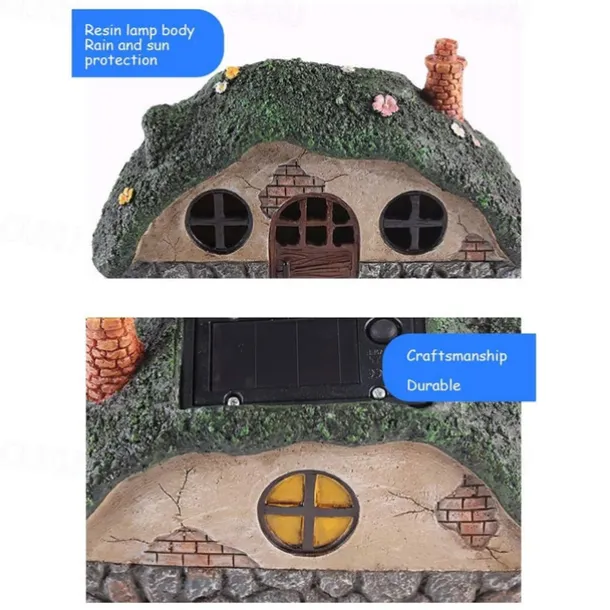 Solar Garden Statue Lights Fairy Garden Shed Resin Decorative Lights for Yards, Lawns, Yard Art Decorations, Housewarming Gifts