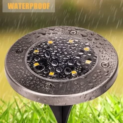 Solar Ground Lights 8LEDs Garden Lights Patio Disk Lights In-Ground Outdoor Landscape Lighting for Lawn Patio Pathway Yard Deck Walkway