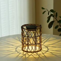 Solar Hand-Woven Laterns Garden Lawn Lamp Outdoor Waterproof Rattan Woven Landscape Garden Lamp Villa Homestay Decoration Lamp Atmosphere Lamp