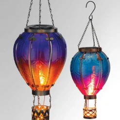 Solar Hot Air Balloon Lantern Christmas Outdoor Decoration Colorful Landscape for Holidays Party Weather-proof