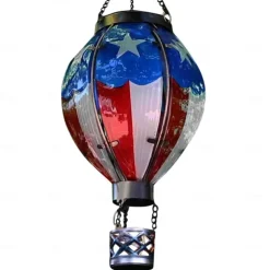 Solar Hot Air Balloon Lantern Christmas Outdoor Decoration Colorful Landscape for Holidays Party Weather-proof