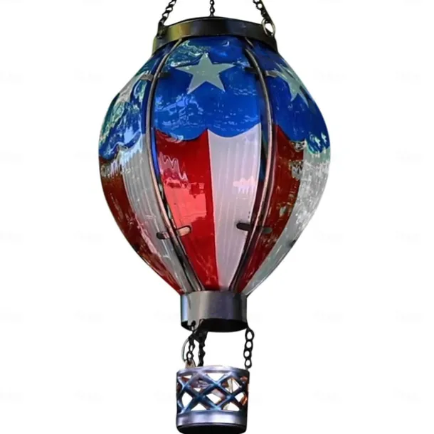 Solar Hot Air Balloon Lantern Christmas Outdoor Decoration Colorful Landscape for Holidays Party Weather-proof