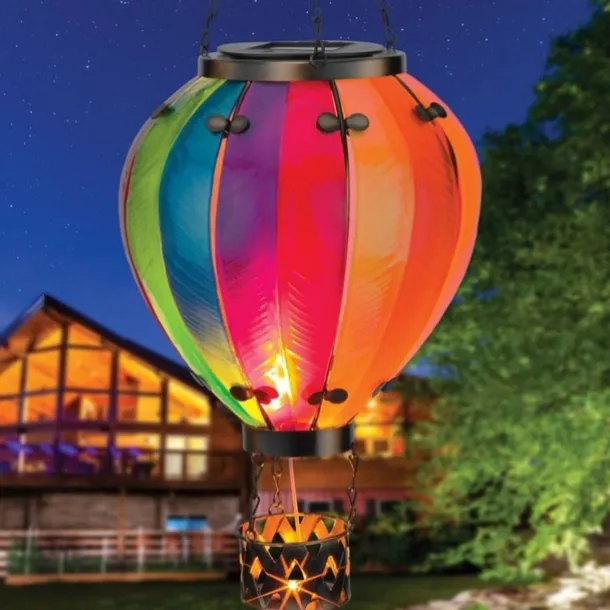 Solar Hot Air Balloon Lantern Christmas Outdoor Decoration Colorful Landscape for Holidays Party Weather-proof