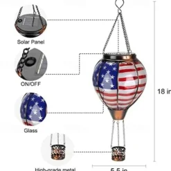 Solar Hot Air Balloon Lantern Christmas Outdoor Decoration Colorful Landscape for Holidays Party Weather-proof