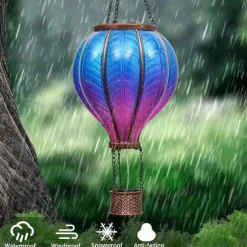 Solar Hot Air Balloon Lantern Christmas Outdoor Decoration Colorful Landscape for Holidays Party Weather-proof