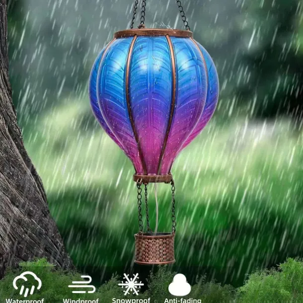 Solar Hot Air Balloon Lantern Christmas Outdoor Decoration Colorful Landscape for Holidays Party Weather-proof