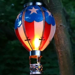 Solar Hot Air Balloon Lantern Christmas Outdoor Decoration Colorful Landscape for Holidays Party Weather-proof