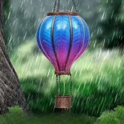 Solar Hot Air Balloon Lantern Christmas Outdoor Decoration Colorful Landscape for Holidays Party Weather-proof