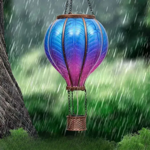 Solar Hot Air Balloon Lantern Christmas Outdoor Decoration Colorful Landscape for Holidays Party Weather-proof