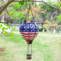 Solar Hot Air Balloon Lantern Christmas Outdoor Decoration Colorful Landscape for Holidays Party Weather-proof