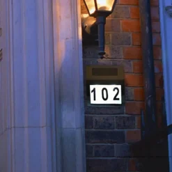 Solar House Number LED Address Sign Address Plaque Stainless Steel Door Number Light Outdoor Waterproof LED House Address Number Indicator Outdoor Garden Street Decoration Lighting Wall Light