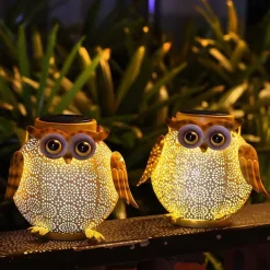 Solar Iron Art Cartoon Owl Lantern Courtyard Ground Insertion Lawn Light Garden Animal Landscape Decoration LED Light