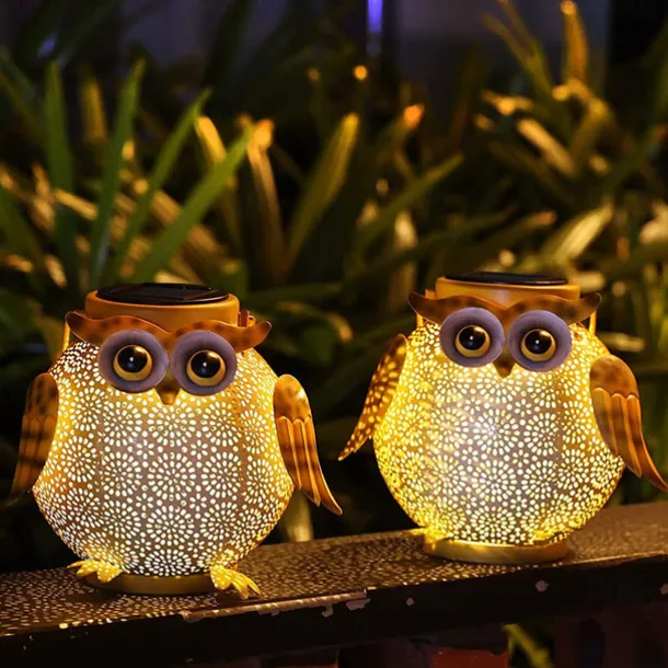 Solar Iron Art Cartoon Owl Lantern Courtyard Ground Insertion Lawn Light Garden Animal Landscape Decoration LED Light