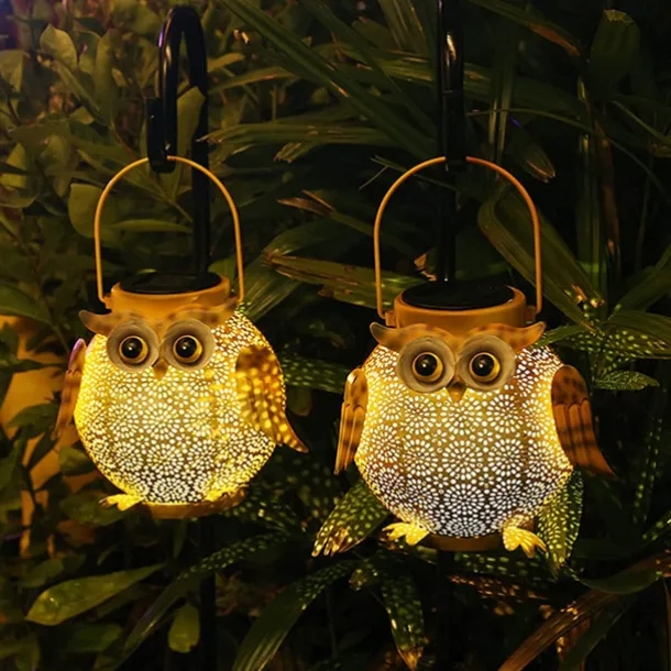 Solar Iron Art Cartoon Owl Lantern Courtyard Ground Insertion Lawn Light Garden Animal Landscape Decoration LED Light