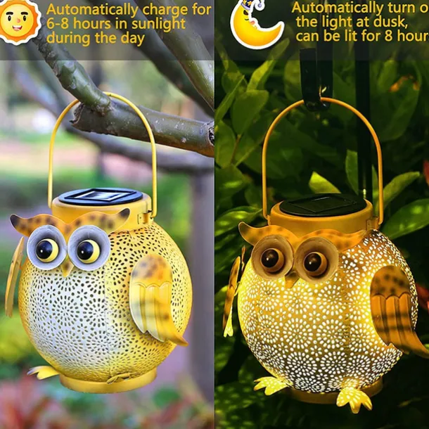 Solar Iron Art Cartoon Owl Lantern Courtyard Ground Insertion Lawn Light Garden Animal Landscape Decoration LED Light